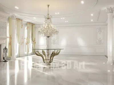 Classic interior design of the villa 3D model