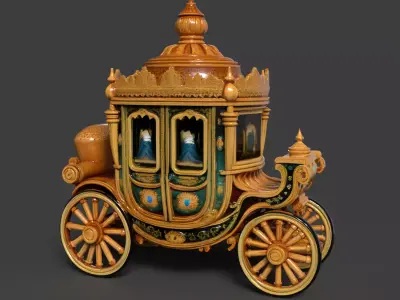 Chinese ancient  carriage   Low-poly 3D model Low-poly