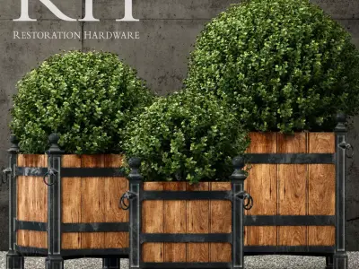 Restoration Hardware versailles wood panel planters 3D model