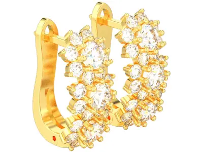 Decorative diamonds english lock earrings 3D print model  3D print model