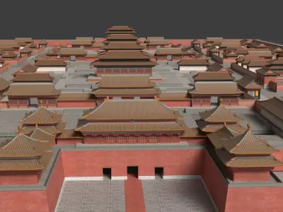 Chinese forbidden city   Low-poly 3D model