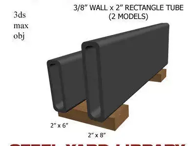 3 8in Wall x2in Rectangle Tube 3D model