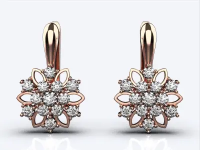 Earrings in gold with diamonds 3D print model