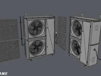 External air conditioner Double Low-poly 3D model