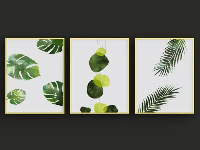 Set Arts Collection two gold leaf prints 3D model