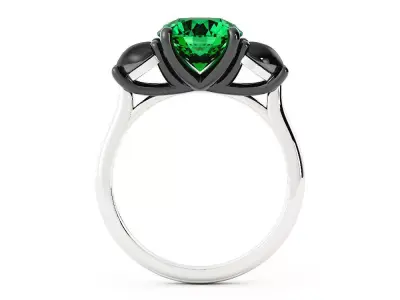 Alternative three stone engagement ring with rendering 3D print model