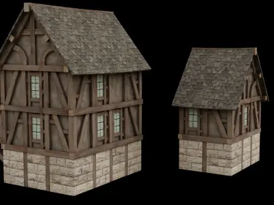 Two low-poly houses Free low-poly 3D model