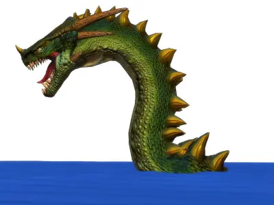 Water dragon Low-poly 3D model