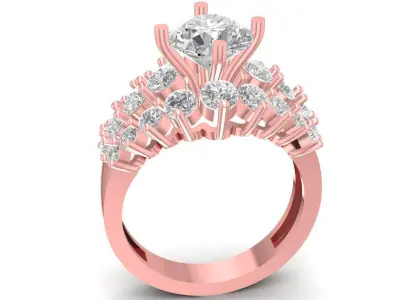 Luxury Fan Shaped Cluster Diamond Ring for Women  2641 3D print model