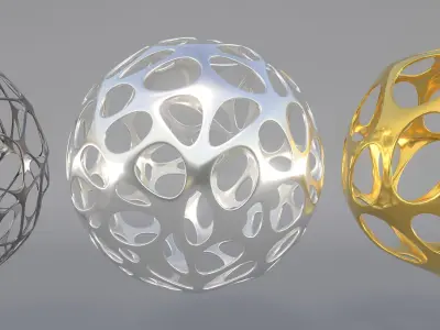 four metallic ornaments 3D model