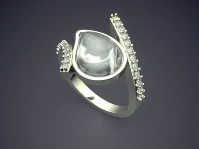 Luxury Ring With Rain Drop Shaped Diamond CAD 5448 3D print model