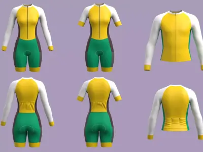 combo 3 set - Cycling Jersey - Cycling Shirt - Women - Man 3D model