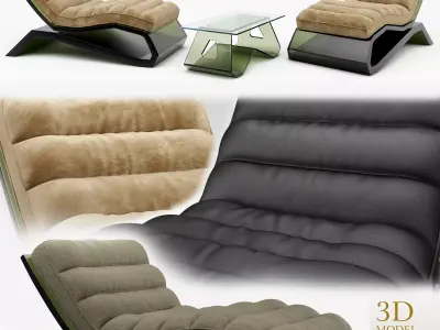 Modern standard chais long size Low-poly 3D model