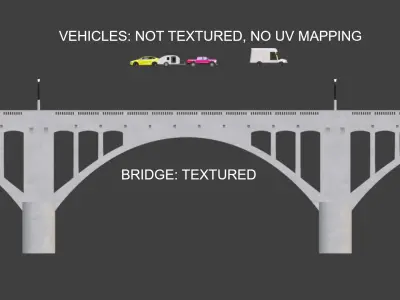 Bridge with RAM Tesla and Oshkosh van 3D model
