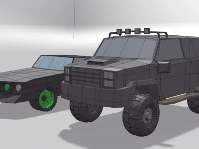 Cars Collection Lowpoly two vehicles in environment Low-poly 3D model