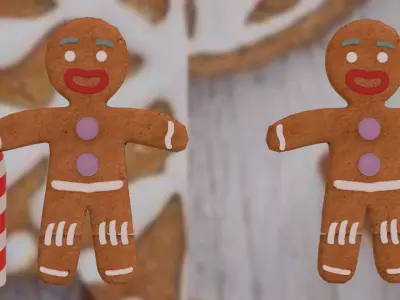 Christmas Gingerbread man Broken legs Low-poly 3D model