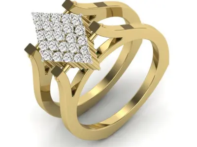 light weight  Yellow gold diamond rings-PR-481-DIA 3D print model