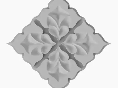 High Poly 4 Petals floral pattern 3D Print Model 3D print model