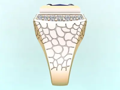 Square stone ring - Snake skin ring - N939 3D print model