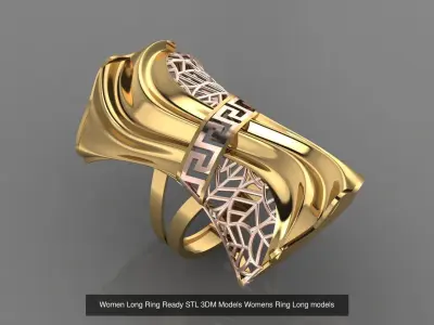 12 Files Women Long Ring Ready STL 3DM Models Womens Ring Long  3D Model Pack