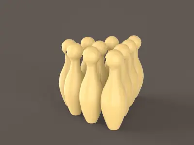 Cartoon Chicken Bowling And Ball Bowling Low-poly 3D model