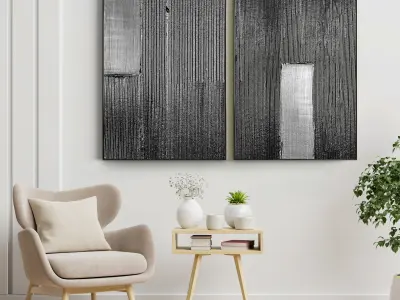 Plaster Two Photo Frame 02 Low-poly 3D model