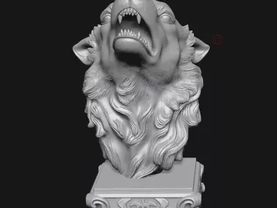 Wolf head sculpture 3D print model
