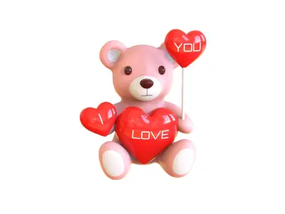 Valentines Day Teddy Bear With Heart Decorate  3D model
