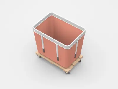 Industrial Container On Pallet With Wheels 3D model