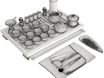 Chinese Tea Ceremony Set Big 3D model