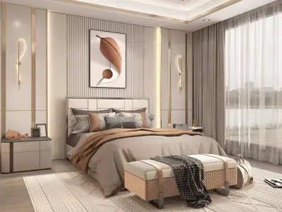 Modern Bedroom Scene 37 3D model