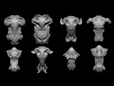 40 Creature Bust  Zbrush IMM Pack 3D model