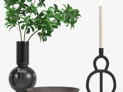 Vera Smoke Glass Bubble Vase With Other PBR 3D model