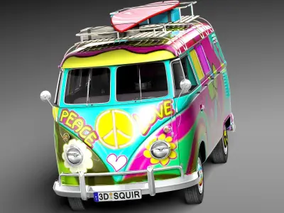Volkswagen Camper Van 1950 Hippy 3D model