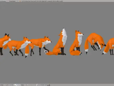 Foxes polygonal fox Low-poly 3D model