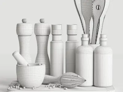 Decor board mortar pepper mills salt containers Set 88 3D model