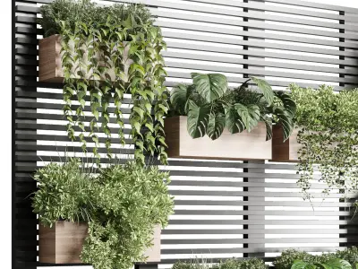 plants set partition Vertical graden wall decor box Low-poly 3D model
