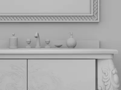 Neo classic bathroom - interior design room set 3D model