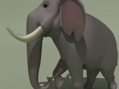 Animated Cartoon Elephant 3D model