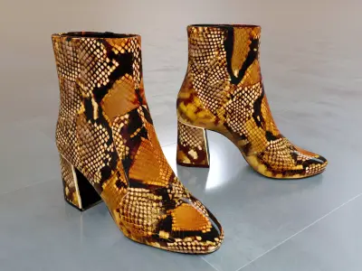 Luxury Snake Print Ankle Boots  Low-poly 3D model