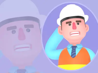 3D Cartoon Male Architect Character-Confused and Frustrated Pose 3D model