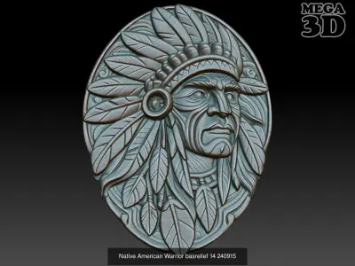 Native American Warrior basrelief Pack B 240915 3D Model Collection