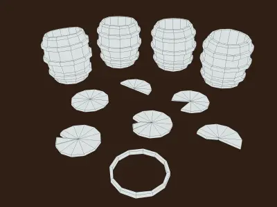 Stylized PBR Barrel 3 Pack Low-poly 3D model