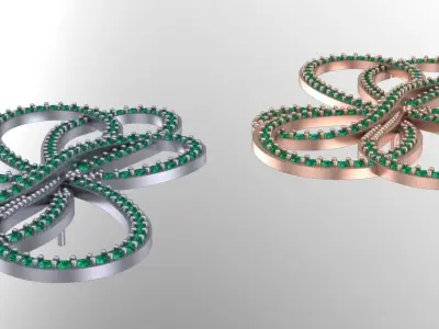 bowtie papion brooch and earrings 3rd version 3D print model