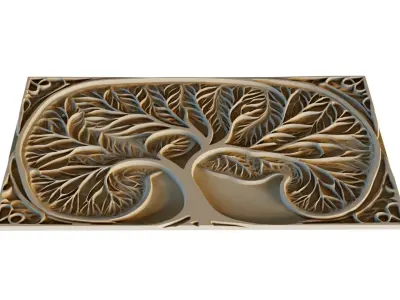 modern panel wall decor set relief stl mural CNC 300 3D model