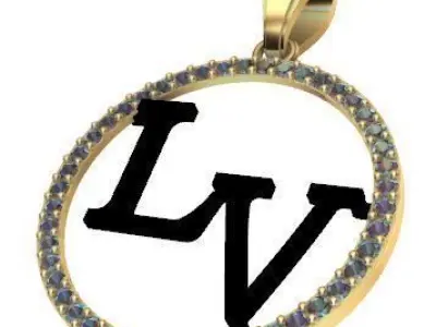 Pendant LV Circle 3D model Texture 3D print model