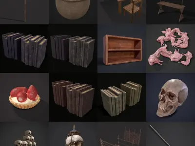 Medieval Props Collection TWO Low-poly 3D model