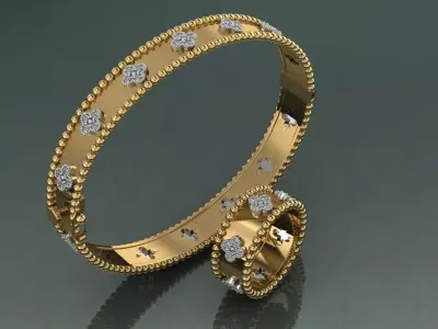 van clef bracelet ring design 3D print model