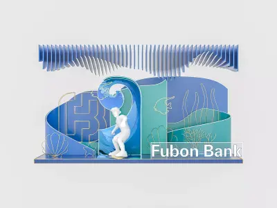 Modern Ocean-Themed Exhibition Booth 3D Model for Brand Showcase 3D model