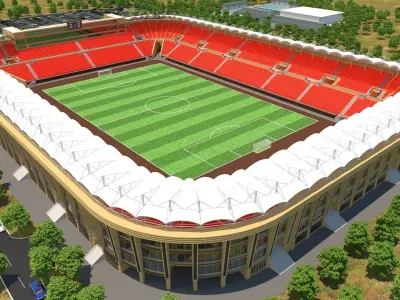 Football Stadium and Car low poly model Low-poly 3D model